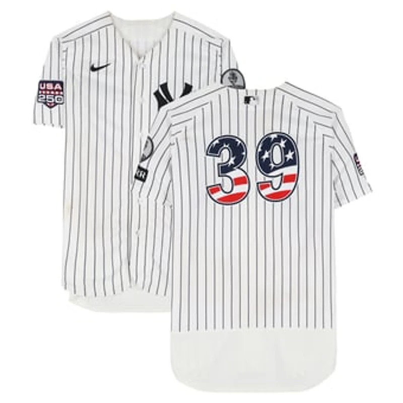 Ali Sanchez New York Yankees Game-Used #39 White Nike Pinstripe Jersey vs. Minnesota Twins on July 4, 2026