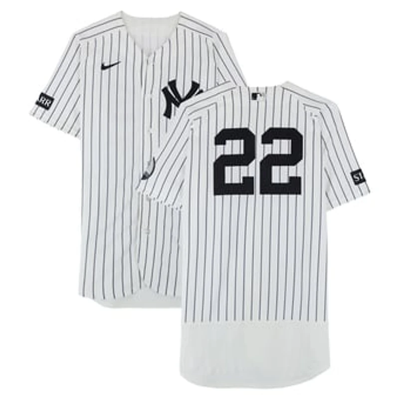 Ben Rice New York Yankees Game-Used #22 White Nike Pinstripe Jersey vs. Minnesota Twins on July 5, 2026