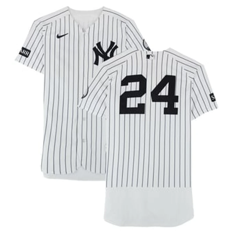 Jasson Domínguez New York Yankees Game-Used #24 White Nike Pinstripe Jersey vs. Minnesota Twins on July 5, 2026