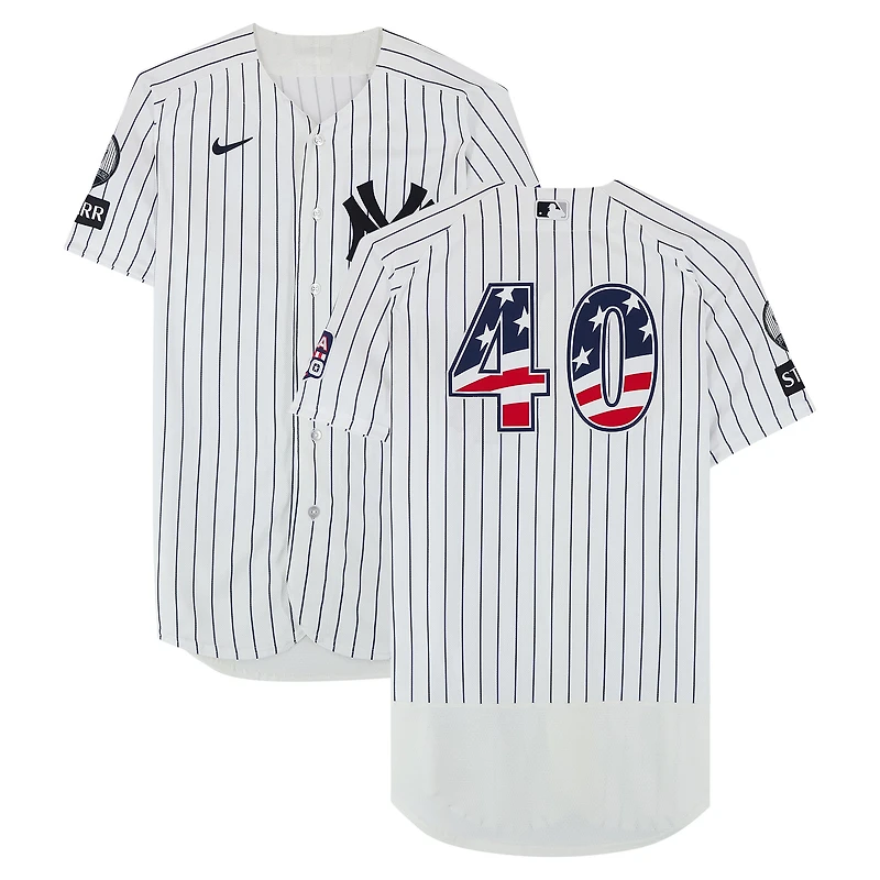 Ryan Weathers New York Yankees Player-Worn #40 White Nike Pinstripe Jersey vs. Minnesota Twins on July 4, 2026