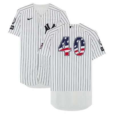 Ryan Weathers New York Yankees Player-Worn #40 White Nike Pinstripe Jersey vs. Minnesota Twins on July 4, 2026