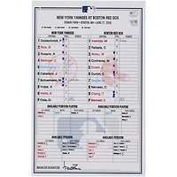 New York Yankees Game-Used Lineup Card vs. Boston Red Sox on June 27, 2026