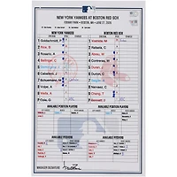 New York Yankees Game-Used Lineup Card vs. Boston Red Sox on June 27, 2026