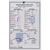 New York Yankees Game-Used Lineup Card vs. Detroit Tigers on June 22, 2026