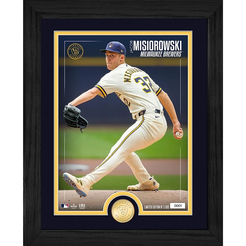 Highland Mint Jacob Misiorowski Milwaukee Brewers 13" x 16" Limited Edition Bronze Coin Photo Mint