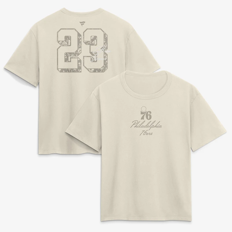 Women's LeBron James Cream Philadelphia 76ers Fashion Name & Number T-Shirt