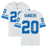 Barry Sanders Detroit Lions Autographed White Mitchell and Ness 1996 Legacy Replica Jersey with "Lion King" Inscription