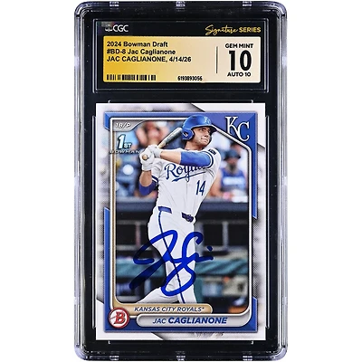 Jac Caglianone Kansas City Royals Autographed 2024 Bowman Draft #BD-8 CGC Fanatics Witnessed Authenticated 10/10 Card