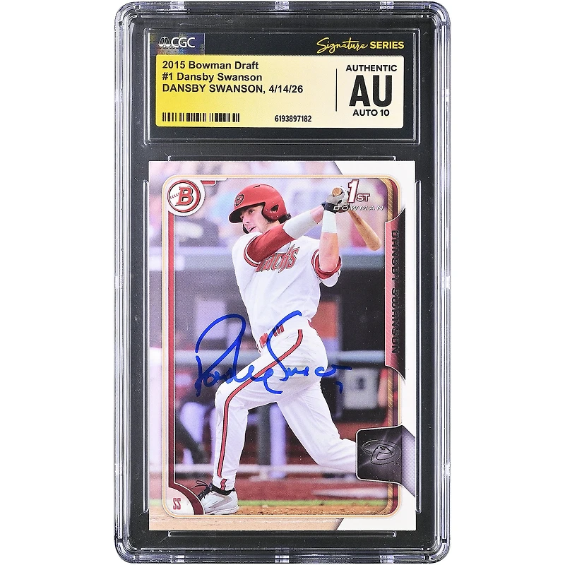 Dansby Swanson Arizona Diamondbacks Autographed 2015 Bowman Draft #1 CGC Fanatics Witnessed Authenticated AUTO 10 Card