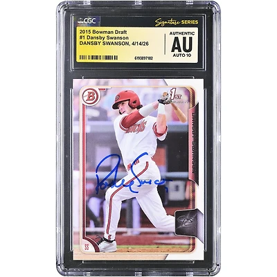 Dansby Swanson Arizona Diamondbacks Autographed 2015 Bowman Draft #1 CGC Fanatics Witnessed Authenticated AUTO 10 Card