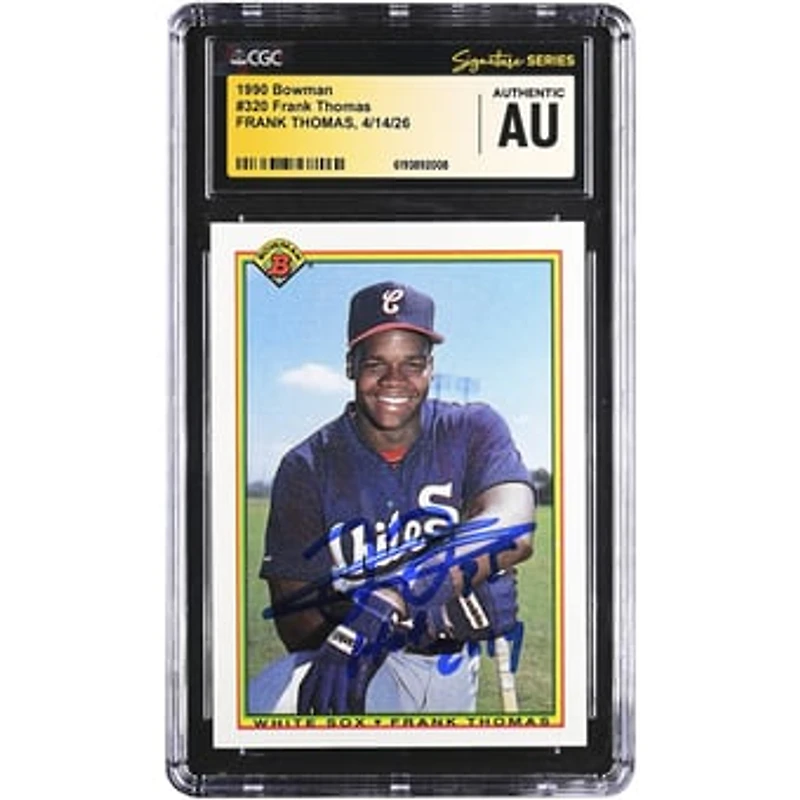 Frank Thomas Chicago White Sox Autographed 1990 Bowman #320 CGC Fanatics Witnessed Authenticated Rookie Card with "HOF 2014" Inscription