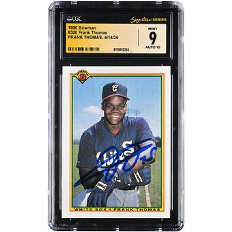 Frank Thomas Chicago White Sox Autographed 1990 Bowman #320 CGC Fanatics Witnessed Authenticated 9/10 Rookie Card