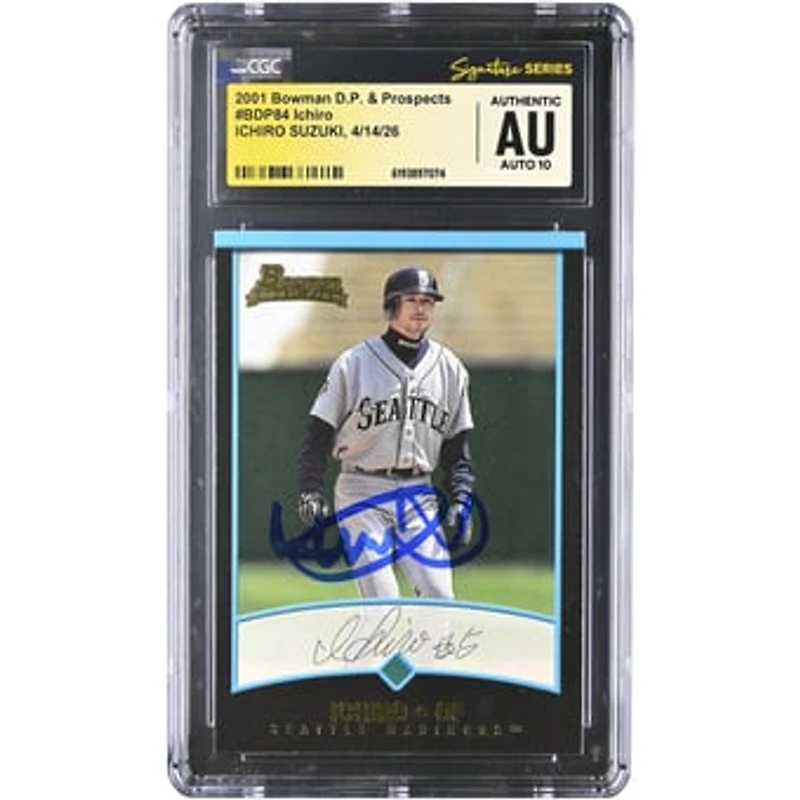 Ichiro Suzuki Seattle Mariners Autographed 2001 Bowman Draft Picks & Prospects #BDP84 CGC Fanatics Witnessed Authenticated AUTO 10 Rookie Card