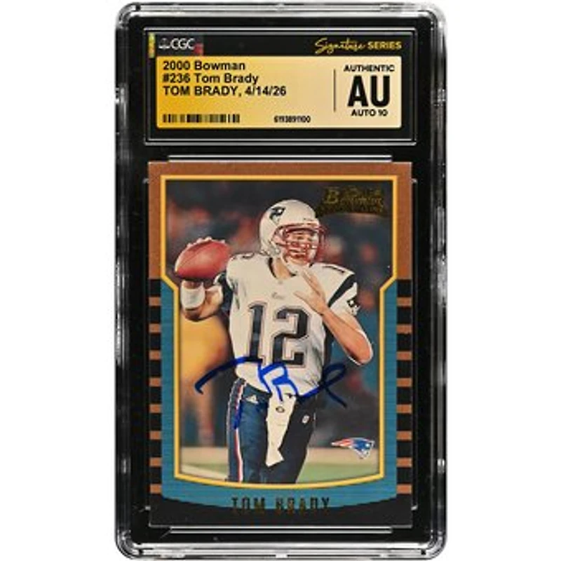 Tom Brady New England Patriots Autographed 2000 Bowman #236 CGC Fanatics Witnessed Authenticated AUTO 10 Rookie Card