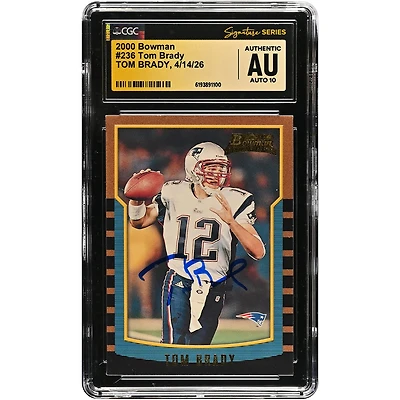 Tom Brady New England Patriots Autographed 2000 Bowman #236 CGC Fanatics Witnessed Authenticated AUTO 10 Rookie Card