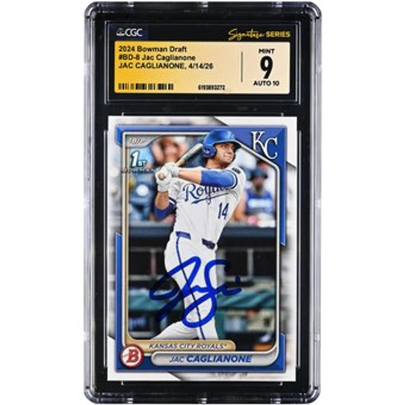 Jac Caglianone Kansas City Royals Autographed 2024 Bowman Draft #BD-8 CGC Fanatics Witnessed Authenticated 10/10 Card