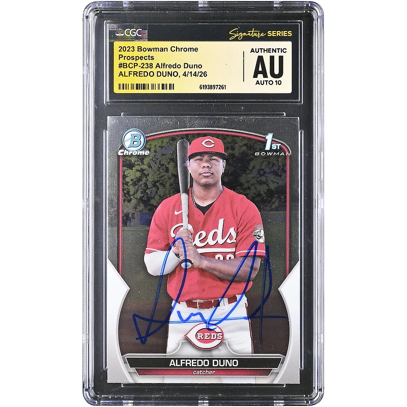 Alfredo Duno Cincinnati Reds Autographed 2023 Bowman Chrome Prospects #BCP-238 CGC Fanatics Witnessed Authenticated AUTO 10 Card