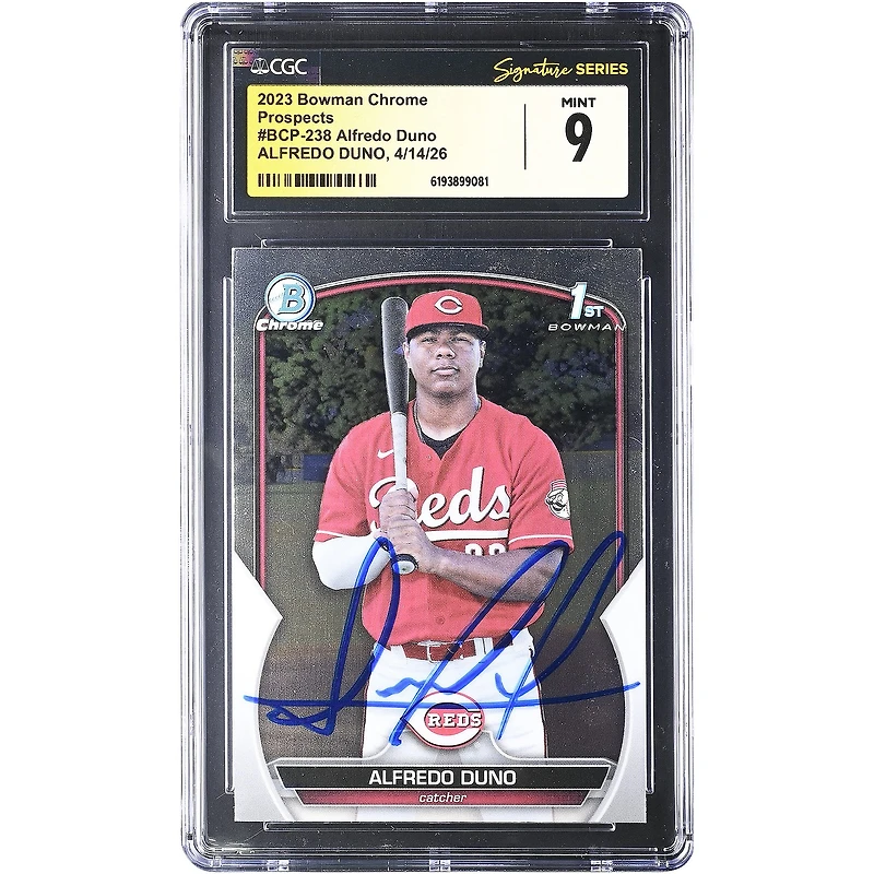 Alfredo Duno Cincinnati Reds Autographed 2023 Bowman Chrome Prospects #BCP-238 CGC Fanatics Witnessed Authenticated MINT 9 Card