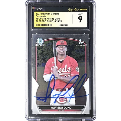 Alfredo Duno Cincinnati Reds Autographed 2023 Bowman Chrome Prospects #BCP-238 CGC Fanatics Witnessed Authenticated MINT 9 Card