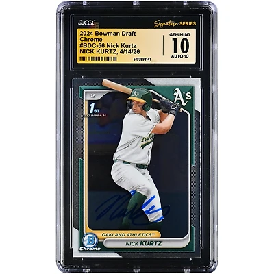 Nick Kurtz Athletics Autographed 2024 Bowman Draft Chrome #BDC-56 CGC Fanatics Witnessed Authenticated 10/10 Card