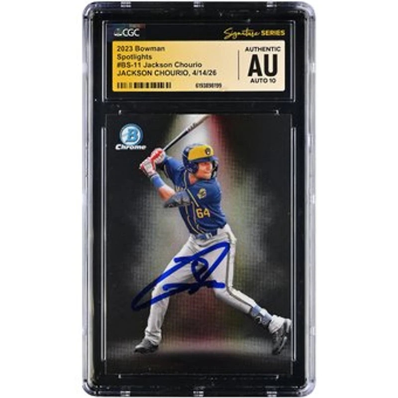 Jackson Chourio Milwaukee Brewers Autographed 2023 Bowman Spotlights #BS-11 CGC Fanatics Witnessed Authenticated AUTO 10 Card