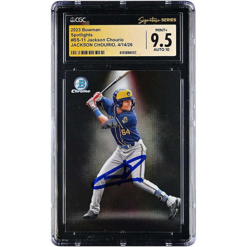 Jackson Chourio Milwaukee Brewers Autographed 2023 Bowman Spotlights #BS-11 CGC Fanatics Witnessed Authenticated / Card