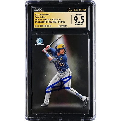 Jackson Chourio Milwaukee Brewers Autographed 2023 Bowman Spotlights #BS-11 CGC Fanatics Witnessed Authenticated / Card
