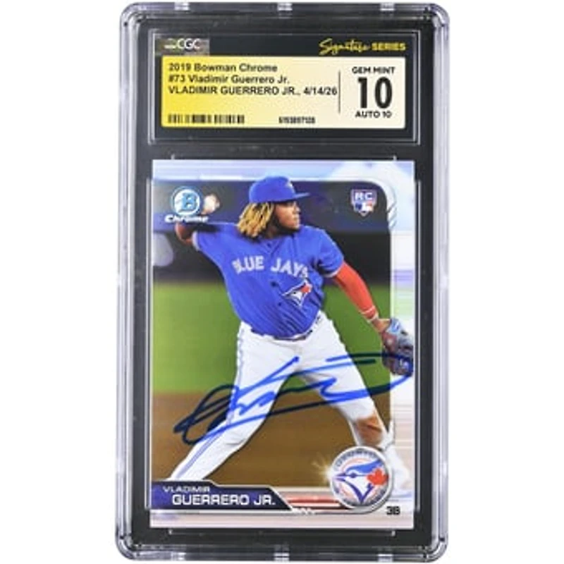 Vladimir Guerrero Jr. Toronto Blue Jays Autographed 2019 Bowman Chrome #73 CGC Fanatics Witnessed Authenticated 10/10 Rookie Card