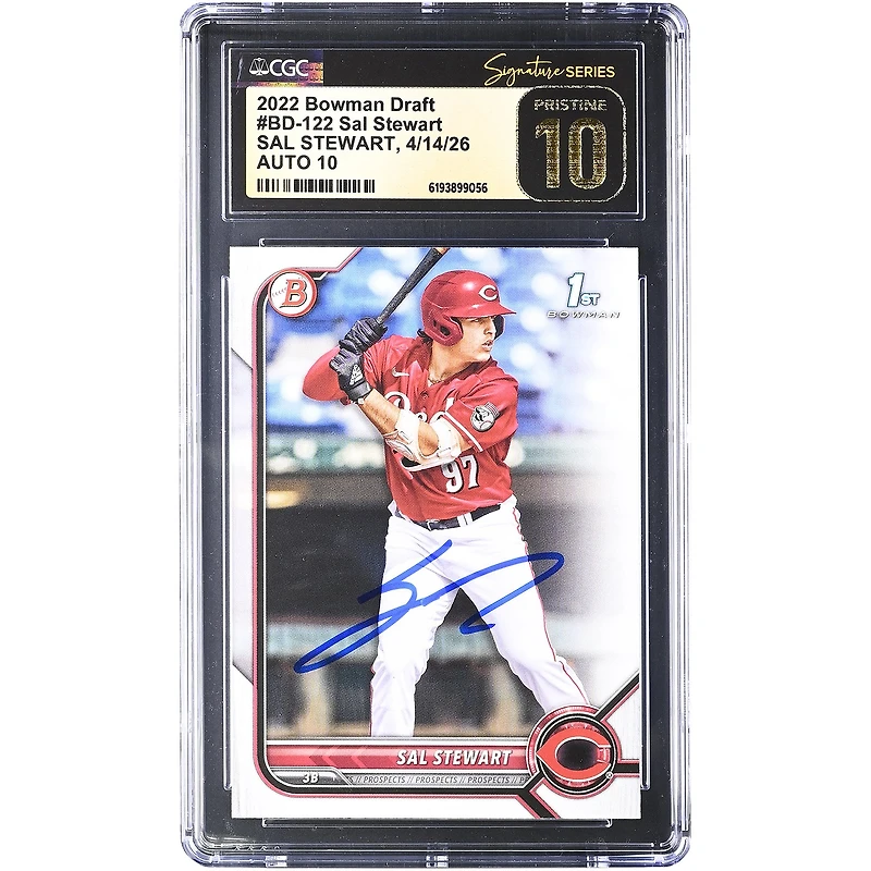 Sal Stewart Cincinnati Reds Autographed 2022 Bowman Draft #BD-122 CGC Fanatics Witnessed Authenticated PRISTINE 10/10 Card