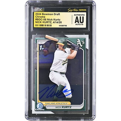 Nick Kurtz Athletics Autographed 2024 Bowman Draft Chrome #BDC-56 CGC Fanatics Witnessed Authenticated AUTO 10 Card