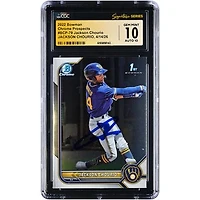 Jackson Chourio Milwaukee Brewers Autographed 2022 Bowman Chrome Prospects #BCP-79 CGC Fanatics Witnessed Authenticated / Card