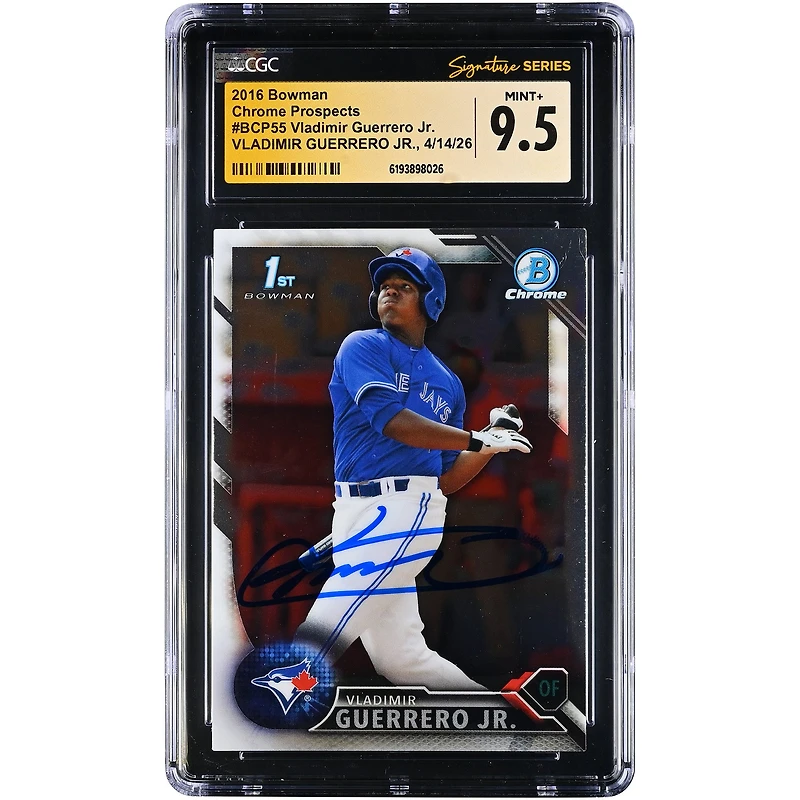 Vladimir Guerrero Jr. Toronto Blue Jays Autographed 2016 Bowman Chrome Prospects #BCP55 CGC Fanatics Witnessed Authenticated MINT+ 9.5 Card