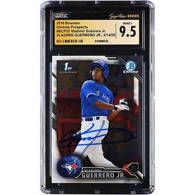 Vladimir Guerrero Jr. Toronto Blue Jays Autographed 2016 Bowman Chrome Prospects #BCP55 CGC Fanatics Witnessed Authenticated MINT+ 9.5 Card