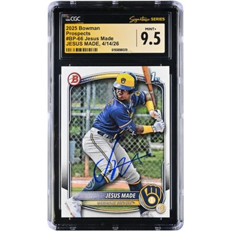 Jesús Made Milwaukee Brewers Autographed 2025 Bowman Prospects #BP-66 CGC Fanatics Witnessed Authenticated MINT+ 9.5 Card