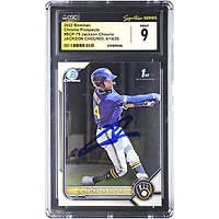 Jackson Chourio Milwaukee Brewers Autographed 2022 Bowman Chrome Prospects #BCP-79 CGC Fanatics Witnessed Authenticated MINT 9 Card