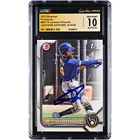 Jackson Chourio Milwaukee Brewers Autographed 2022 Bowman Prospects #BP-79 CGC Fanatics Witnessed Authenticated 10/10 Card