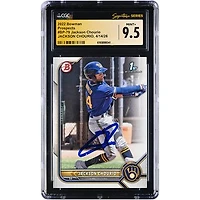 Jackson Chourio Milwaukee Brewers Autographed 2022 Bowman Prospects #BP-79 CGC Fanatics Witnessed Authenticated MINT+ 9.5 Card