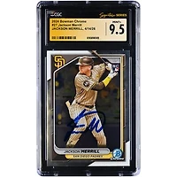 Jackson Merrill San Diego Padres Autographed 2024 Bowman Chrome #27 CGC Fanatics Witnessed Authenticated MINT+ 9.5 Rookie Card