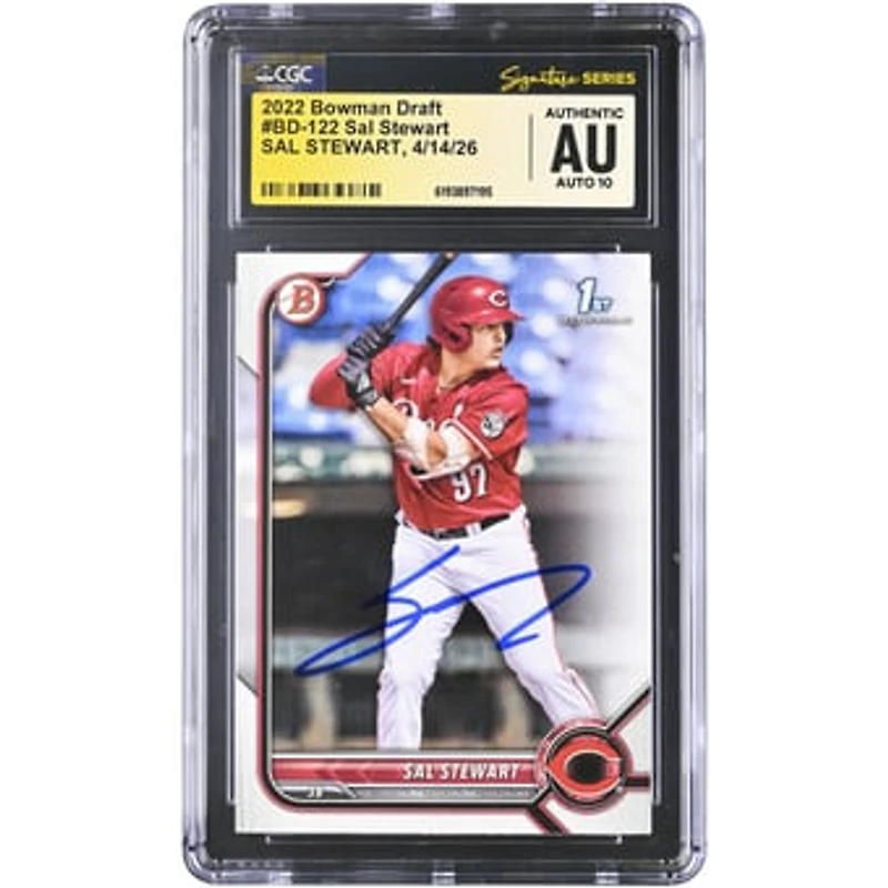 Sal Stewart Cincinnati Reds Autographed 2022 Bowman Draft #BD-122 CGC Fanatics Witnessed Authenticated AUTO 10 Card