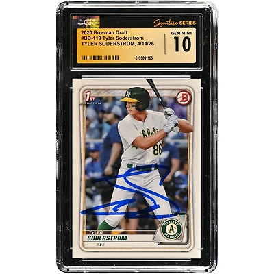 Tyler Soderstrom Athletics Autographed 2020 Bowman Draft #BD-119 CGC Fanatics Witnessed Authenticated GEM MINT 10 Card
