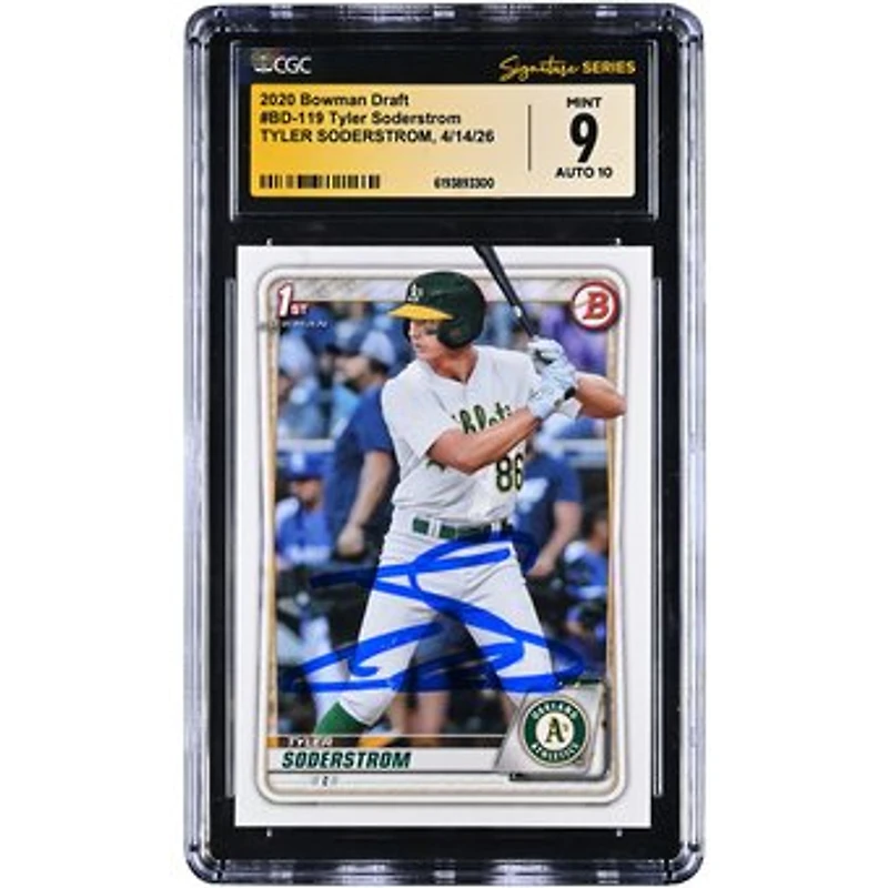 Tyler Soderstrom Athletics Autographed 2020 Bowman Draft #BD-119 CGC Fanatics Witnessed Authenticated 9/10 Card