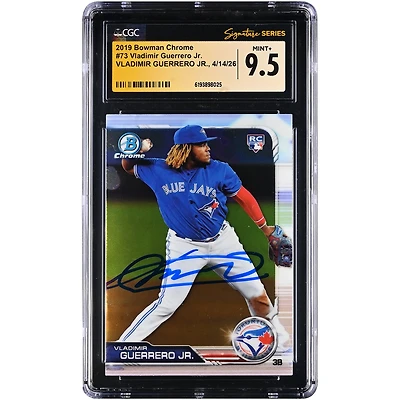 Vladimir Guerrero Jr. Toronto Blue Jays Autographed 2019 Bowman Chrome #73 CGC Fanatics Witnessed Authenticated MINT+ 9.5 Rookie Card