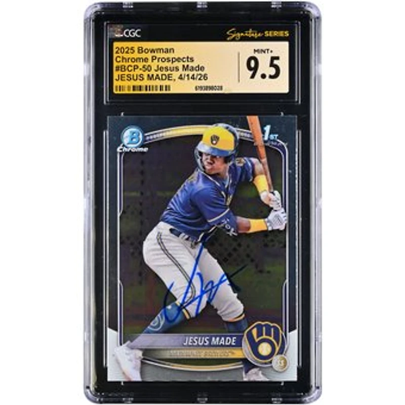 Jesús Made Milwaukee Brewers Autographed 2025 Bowman Chrome Prospects #BCP-50 CGC Fanatics Witnessed Authenticated MINT+ 9.5 Card