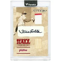 Steve Carlton Philadelphia Phillies Autographed 2005 Donruss Studio Dual Game Used Relics #HH-14 #9/25 Card