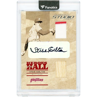 Steve Carlton Philadelphia Phillies Autographed 2005 Donruss Studio Dual Game Used Relics #HH-14 #9/25 Card