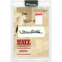 Steve Carlton Philadelphia Phillies Autographed 2005 Donruss Studio Dual Game Used Relics #HH-14 #9/25 Card