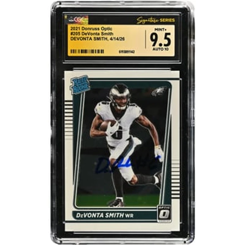 DeVonta Smith Philadelphia Eagles Autographed 2021 Donruss Optic #205 CGC Fanatics Witnessed Authenticated /10 Rookie Card