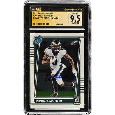 DeVonta Smith Philadelphia Eagles Autographed 2021 Donruss Optic #205 CGC Fanatics Witnessed Authenticated /10 Rookie Card