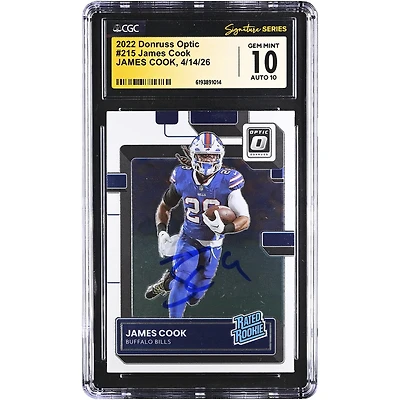 James Cook Buffalo Bills Autographed 2022 Donruss Optic #215 CGC Fanatics Witnessed Authenticated 10/10 Rookie Card