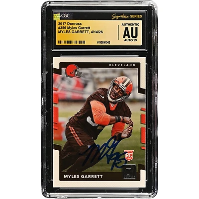 Myles Garrett Cleveland Browns Autographed 2017 Donruss #356 CGC Fanatics Witnessed Authenticated AUTO 10 Rookie Card